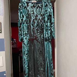 3/4 sleeve sequin duster